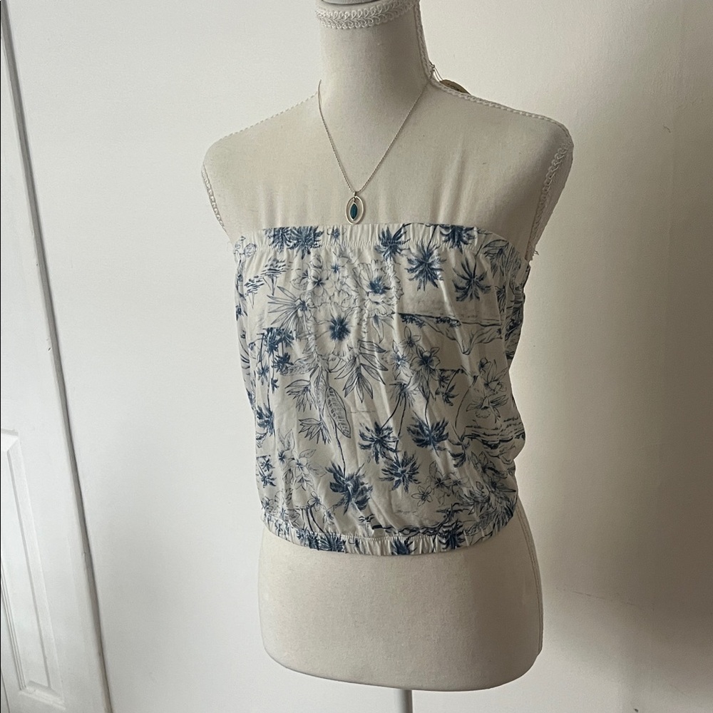 Blue Floral Strapless Tube Top - Women. Size small.